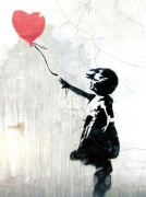 Замовити графіті Бенксі Дівчинка з червоною кулею на картині, постері,  плакаті - Арт. №24435